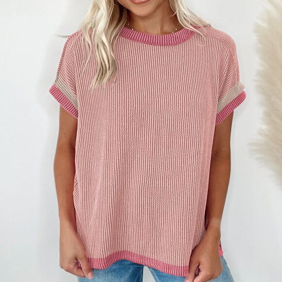 Dear Lover Tops - NWOT Light Pink Short Sleeve Knit Top by